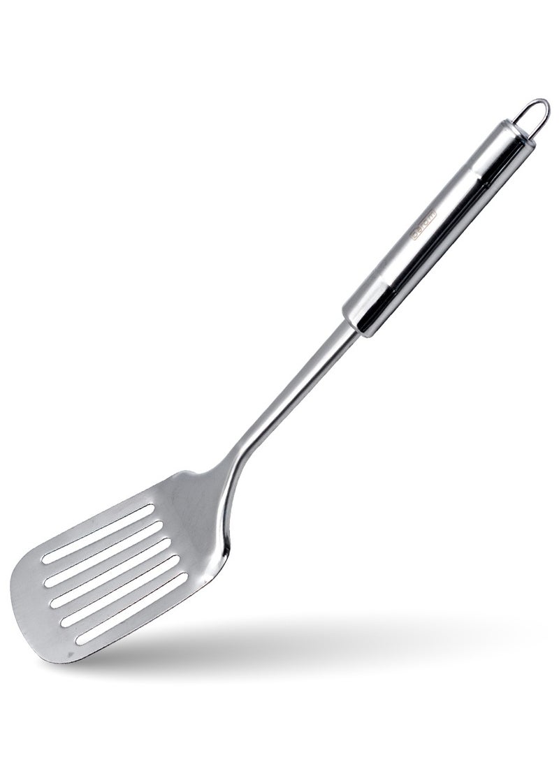Beram Stainless Steel Turner, Matte Finish Cooking Utensils, Slotted Spatula, Kitchen Tools, 100% Food Grade, Cooking Spoon for Pancakes and More Silver - Image 1