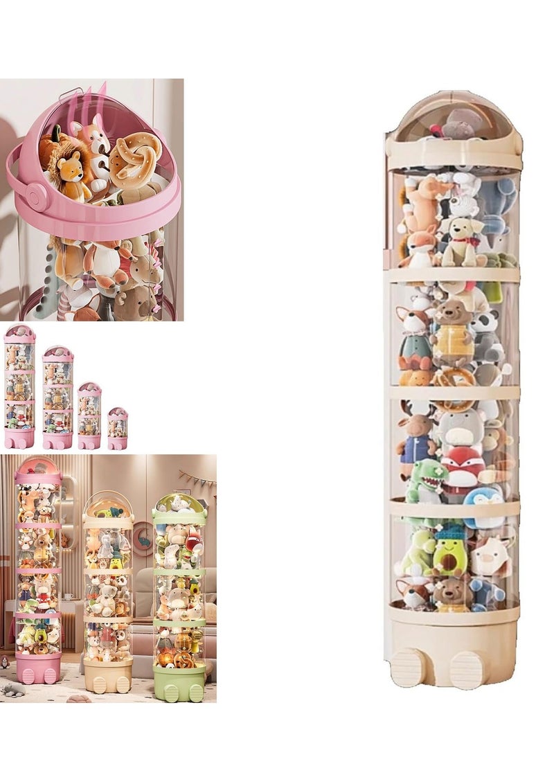 XiuWoo Vertical Toy Storage Tube, PET Transparent Stuffed Animal Zoo Organizer, Stuffed Animal Storage Tube with Zipper, Pet Transparent Bucket with Zipper for Kids Toy, White,162cm  - Image 1