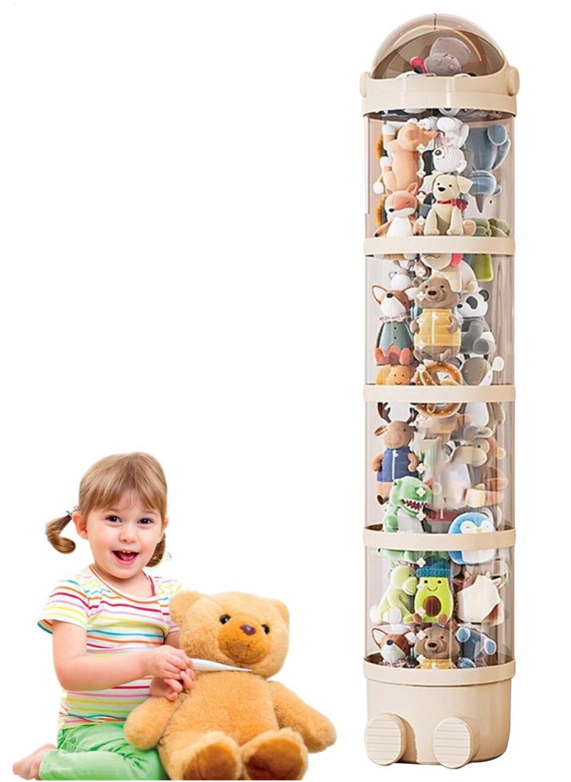 XiuWoo Vertical Toy Storage Tube, PET Transparent Stuffed Animal Zoo Organizer, Stuffed Animal Storage Tube with Zipper, Pet Transparent Bucket with Zipper for Kids Toy, White,162cm  - Image 3