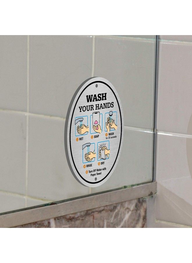SmartSign علامة غسل اليدين ; 4" × 5" علامة باب من ألواح الألمنيوم الماسية - Image 4