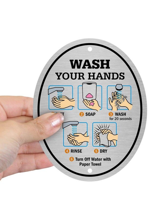 SmartSign علامة غسل اليدين ; 4" × 5" علامة باب من ألواح الألمنيوم الماسية - Image 5