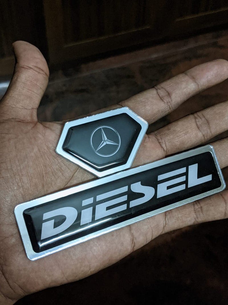 BIG FLAG BFRC 3D Gel Finish Car Fuel Badge - Black - Diesel - Sticker Universal for Specific Brand (FBBDVAR) (BENS) - Image 1
