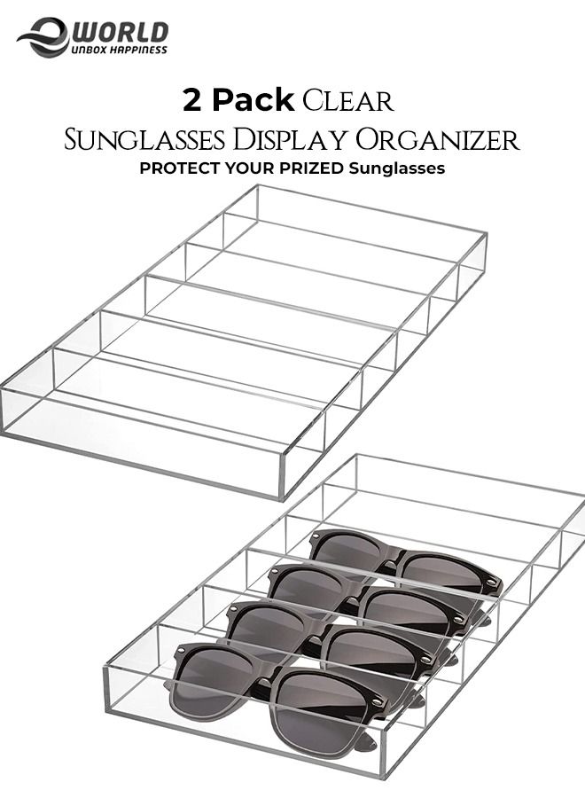 إي وورلد حزمة من 2 منظم عرض النظارات الشمسية الأكريليك الشفاف 6 فتحات علبة عرض النظارات لملابس العيون والأزياء والنظارات الواقية - Image 1
