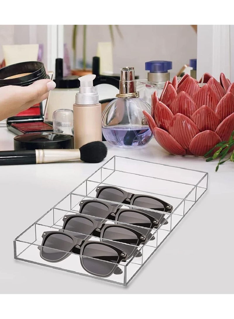 إي وورلد حزمة من 2 منظم عرض النظارات الشمسية الأكريليك الشفاف 6 فتحات علبة عرض النظارات لملابس العيون والأزياء والنظارات الواقية - Image 4