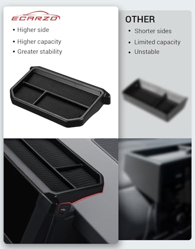 Ecarzo Dashboard Storage Box for Toyota Tacoma 2024 2025 2026, 8-Inch Screen Rear Tray Organizer, ABS Dashboard Storage Tray with Anti-Slip Liner, Center Console Accessory for Daily Essentials - Image 5