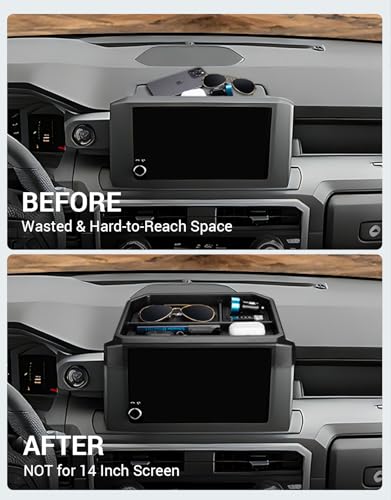 Ecarzo Dashboard Storage Box for Toyota Tacoma 2024 2025 2026, 8-Inch Screen Rear Tray Organizer, ABS Dashboard Storage Tray with Anti-Slip Liner, Center Console Accessory for Daily Essentials - Image 3