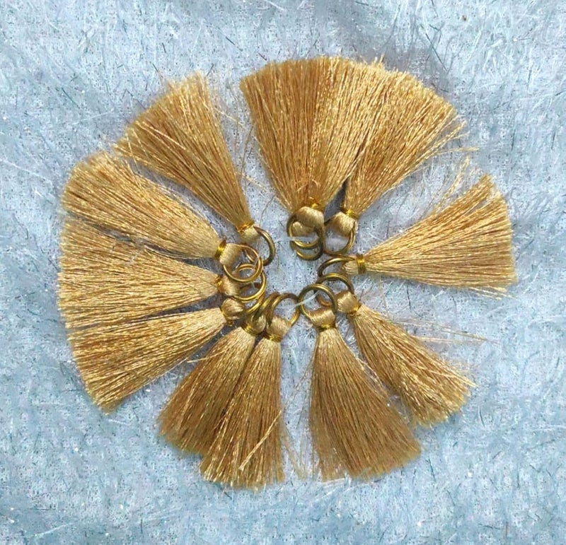 Tassels for SareeLATKAN for Saree PalluSilk Thread Tassels for Blouse DUPPATA LEHANGA 4 INCH Long 12 Pieces CreamGold - Image 2