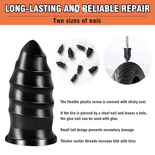 Bellisinno Tire Repair Glue, Sidewall Rubber Cement Kit, Two Sizes Nail, Suitable for Bike, Car, Motorcycle, Off-Road, Truck, Tractor, Black, 10ml*2 - Image 4