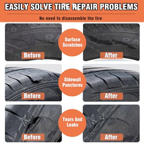 Bellisinno Tire Repair Glue, Sidewall Rubber Cement Kit, Two Sizes Nail, Suitable for Bike, Car, Motorcycle, Off-Road, Truck, Tractor, Black, 10ml*2 - Image 3