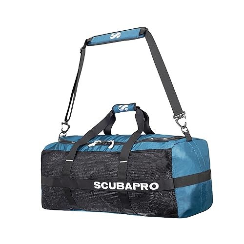 SCUBAPRO Sport 95 Mesh Dive Bag with Double Duffel Straps and Adjustable Shoulder Strap for Scuba Diving Gear Denim Blue Color Fabric - Image 1