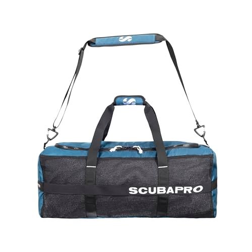 SCUBAPRO Sport 95 Mesh Dive Bag with Double Duffel Straps and Adjustable Shoulder Strap for Scuba Diving Gear Denim Blue Color Fabric - Image 3
