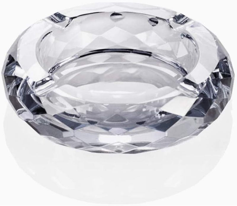 Glass Ashtray: Transparent Glass - Cigar Ashtray for Home Office Desk Table Decor - Image 1