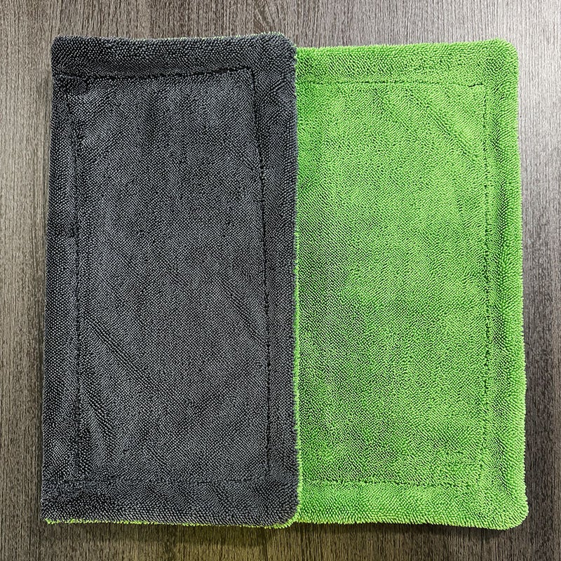 Double-Sided Twisted Cloth Car Wipes 1200G Car Wash Towel Absorbent Edged Pigtails Seamless Water Collection Towel - Image 1