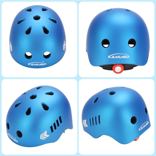 KAMUGO Kids Bike Helmet, Toddler Helmet for Ages 2-8 Boys Girls with Sports Protective Gear Set Knee Elbow Wrist Pads for Skateboard Cycling Scooter Rollerblading (Blue) - Image 2