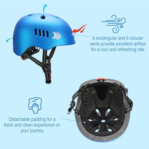 KAMUGO Kids Bike Helmet, Toddler Helmet for Ages 2-8 Boys Girls with Sports Protective Gear Set Knee Elbow Wrist Pads for Skateboard Cycling Scooter Rollerblading (Blue) - Image 4