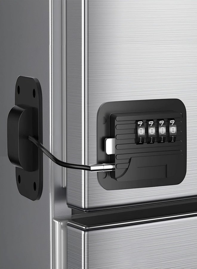 GOXIN Child Safety Number Lock - Strong Adhesive Cable Lock for Fridge, Freezer, Cabinet, Drawer, Window & Door | Baby & Toddler Proof Locking for Home Safety - Black (Pack of 1) - Image 1