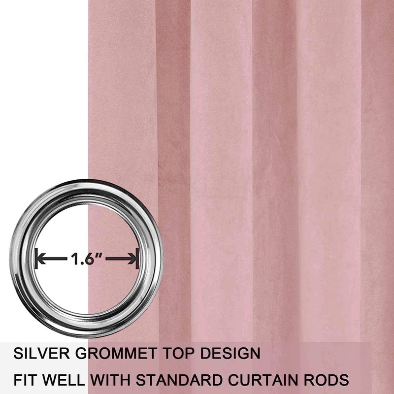 SMILETIME Pink 72 in Long Velvet Curtains with Grommet  Thermal Insulated Super Soft Privacy Noise Reducing Light Blocking Velvet Curtains for Living Room  2 Panels  Each 52 x 72 inches Long - Image 3