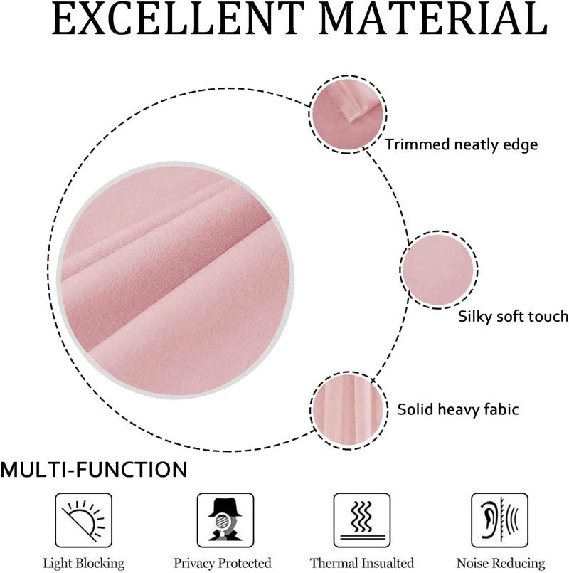 SMILETIME Pink 72 in Long Velvet Curtains with Grommet  Thermal Insulated Super Soft Privacy Noise Reducing Light Blocking Velvet Curtains for Living Room  2 Panels  Each 52 x 72 inches Long - Image 4