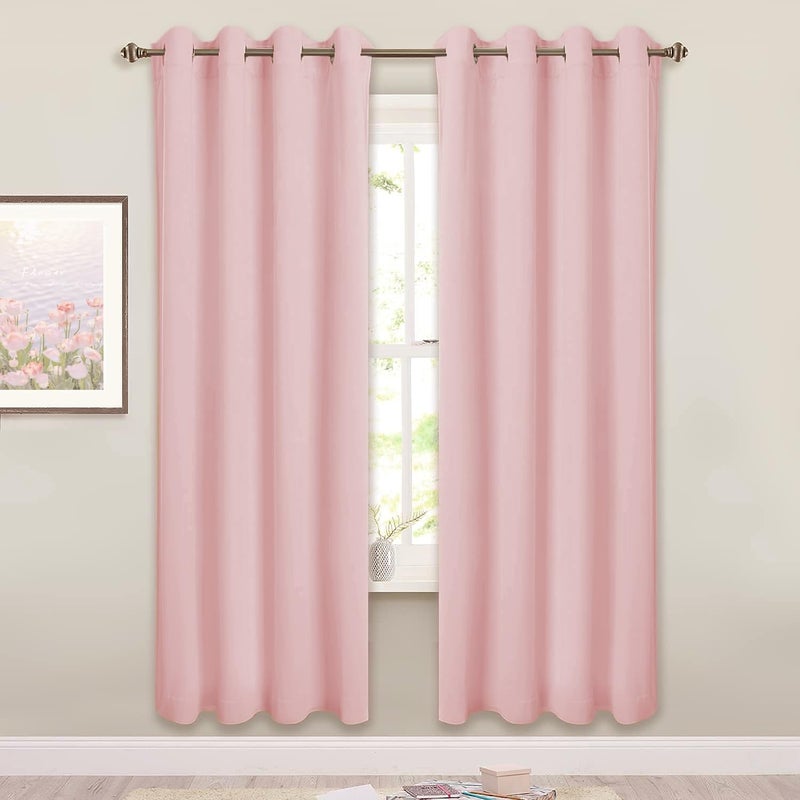 SMILETIME Pink 72 in Long Velvet Curtains with Grommet  Thermal Insulated Super Soft Privacy Noise Reducing Light Blocking Velvet Curtains for Living Room  2 Panels  Each 52 x 72 inches Long - Image 1