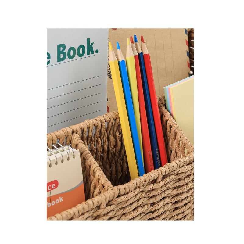 DINGTAI Rattan Desk Organizer, Tabletop Mail Holder, 5 Slot Mail Organizer Countertop Basket, Rattan Office Supplies, Boho Office Desk Accessories, Wicker Desk Organizer, Magazine Holderï¼ˆWickerï¼‰ - Image 5