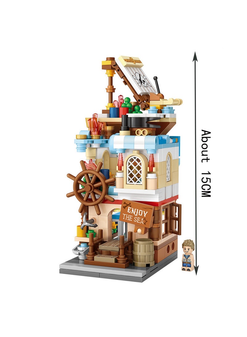 380pcs Sailing Houses, Commercial Street Scene Assembly Model Ornaments Building Blocks Toys, Children'S Educational Game Gifts - Image 2