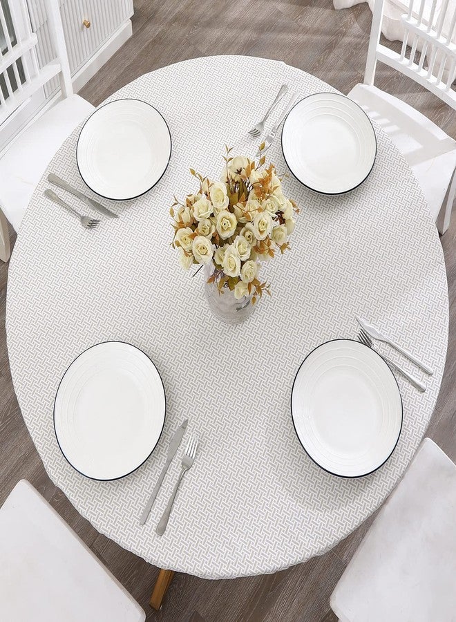 Walrus Round Vinyl Fitted Tablecloth with Flannel Backing Elastic Edge Design Table Cover Waterproof Oil-Proof PVC Table Cloth Stain-Resistant Best for 37"-44" Round - Image 1