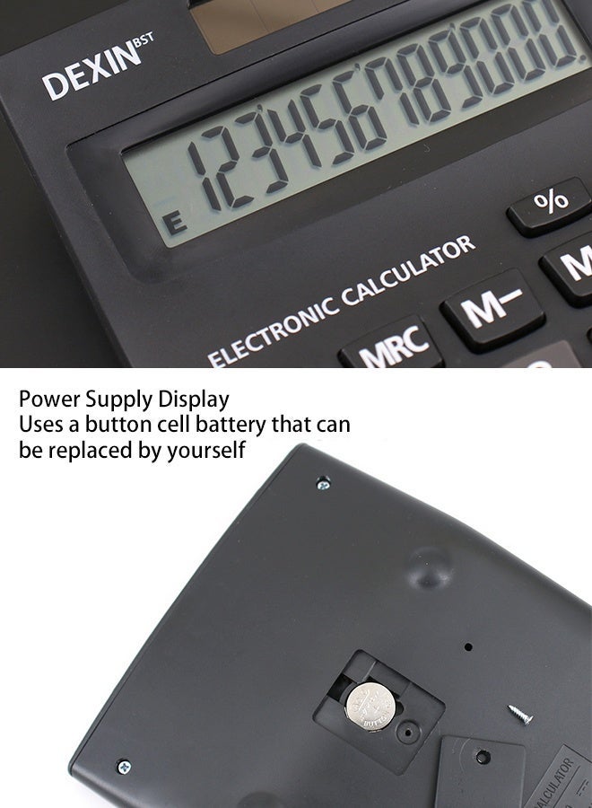 Dexin 1PCS 12-Digit Basic Calculator Black - Image 4