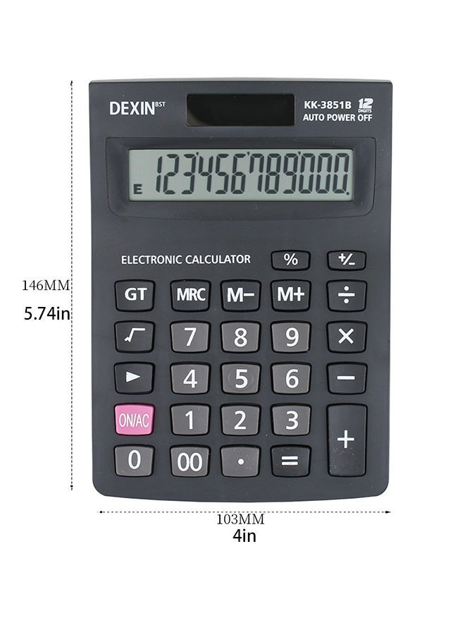 Dexin 1PCS 12-Digit Basic Calculator Black - Image 5