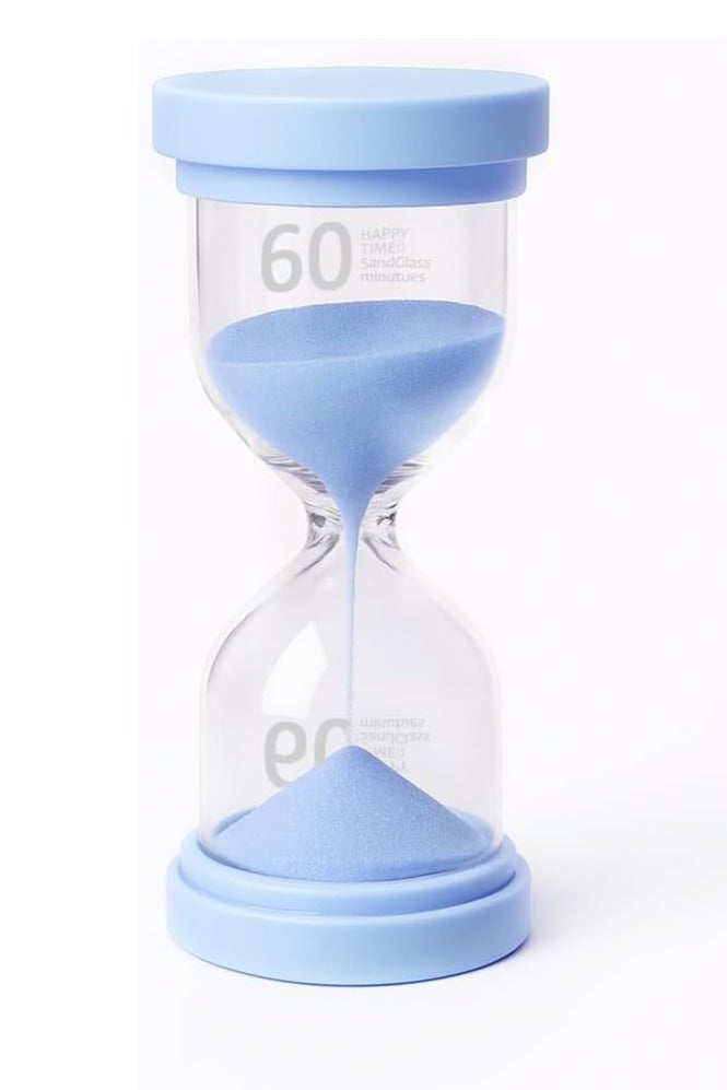 Rubik Sand Timer, 60 Minutes Decorative Hourglass Clock for Kitchen Home Office School Decoration 13cm Height (60 min, Blue) - Image 1