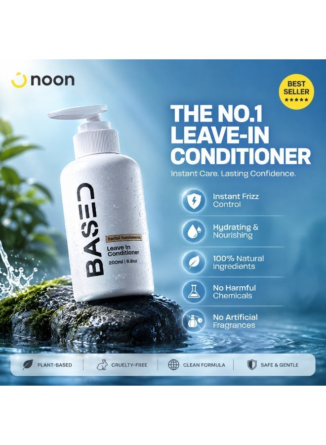 Based Bodyworks Premium Leave-In Conditioner for Men - Instant Frizz Control & Hydration - 6.8oz Weightless Formula for Healthy, Smooth Hair - Image 1