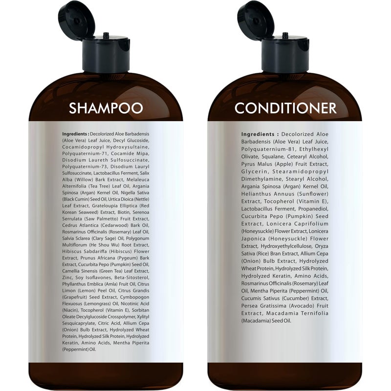 First Botany مجموعة شامبو وبلسم البصل والأحماض الأمينية - تركيبة لنمو الشعر وتقويته مع البيوتين والكيراتين وزيت الأركان - خالية من الكبريتات، مصنوعة في الولايات المتحدة - 16 أونصة سائلة × 2 - Image 2