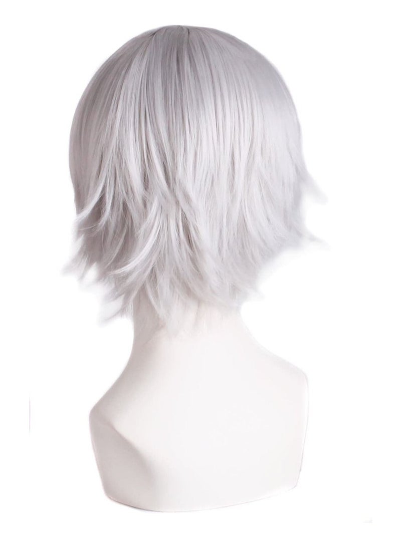 إستيل شعر مستعار تأثيري قصير مستقيم للرجال شعر مستعار رمادي فضي - Image 2