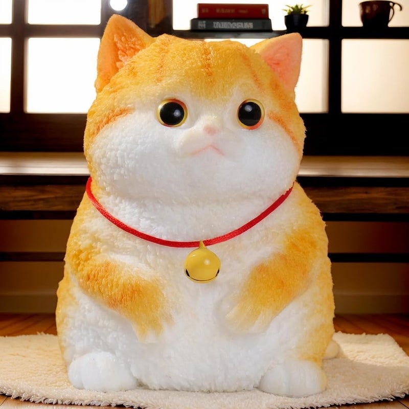 YJPPDD Big taba Squishy Cat Handmade Squishy Cat Stress Relief Toy for AdultKids Cute Soft Kittycat Design Perfect Squeeze Toys Gift for Relaxation and Funn Orange Cat - Image 3