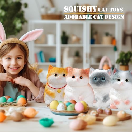 YJPPDD Big taba Squishy Cat Handmade Squishy Cat Stress Relief Toy for AdultKids Cute Soft Kittycat Design Perfect Squeeze Toys Gift for Relaxation and Funn Orange Cat - Image 5