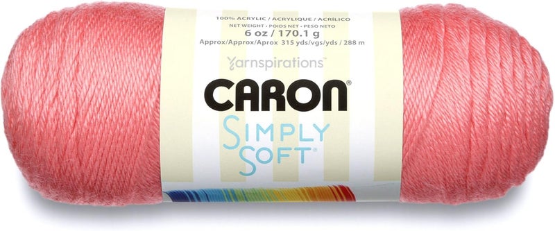 Caron Simply Soft Collection Yarn - 6oz, Medium Worsted, 100% Acrylic in Strawberry - Image 1