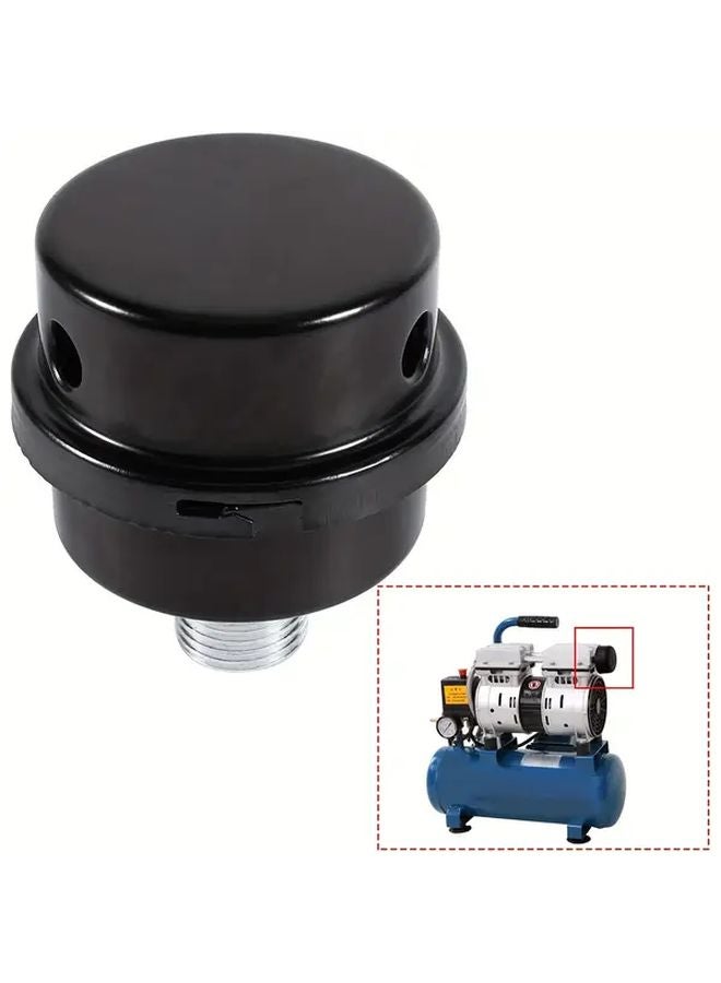 1pc Black G1 2 Thread Air Compressor Silencer Filter Metal Intake Noise Muffler - Image 3