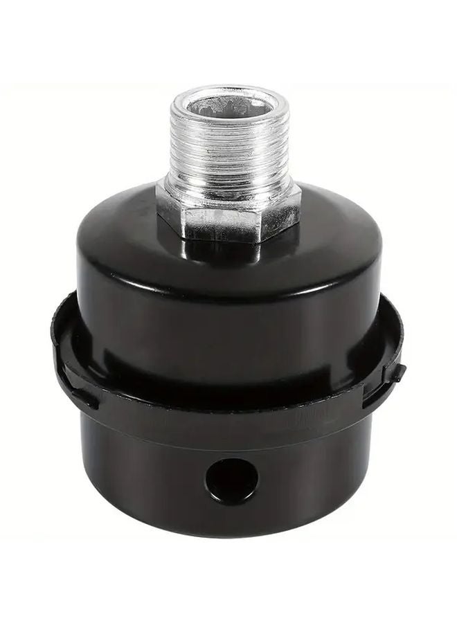 1pc Black G1 2 Thread Air Compressor Silencer Filter Metal Intake Noise Muffler - Image 1