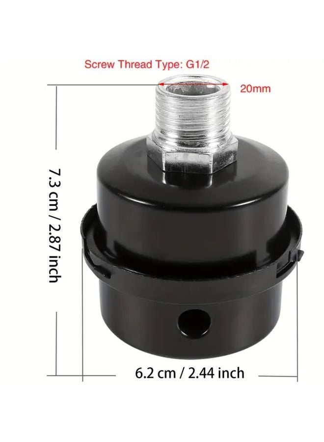 1pc Black G1 2 Thread Air Compressor Silencer Filter Metal Intake Noise Muffler - Image 4