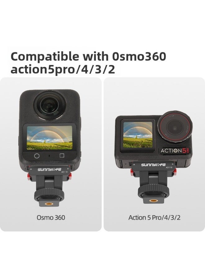 سني لايف محول مغناطيسي لكاميرات Osmo 360 وAction 5 Pro/4/3/2، فتحة برغي 1/4"، ميل 180°، مشبك ألومنيوم CNC، تثبيت مغناطيسي قوي للحوامل وعصي السيلفي - Image 3