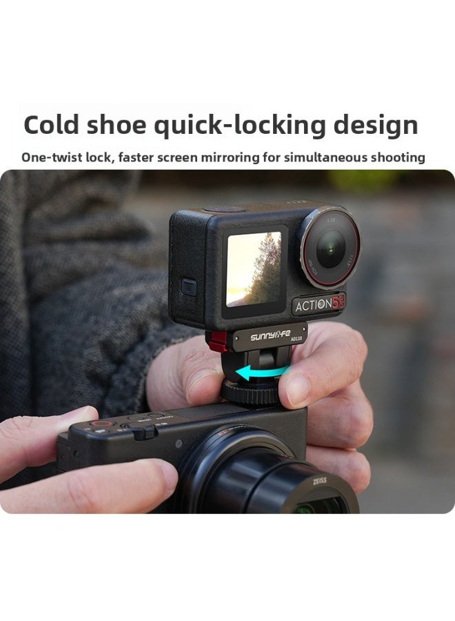 سني لايف محول مغناطيسي لكاميرات Osmo 360 وAction 5 Pro/4/3/2، فتحة برغي 1/4"، ميل 180°، مشبك ألومنيوم CNC، تثبيت مغناطيسي قوي للحوامل وعصي السيلفي - Image 4