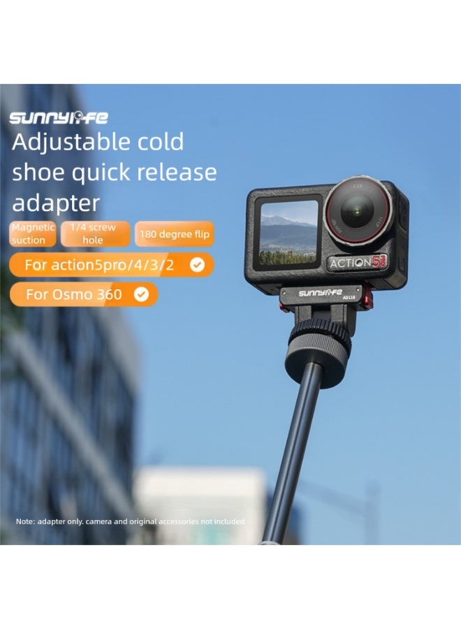 سني لايف محول مغناطيسي لكاميرات Osmo 360 وAction 5 Pro/4/3/2، فتحة برغي 1/4"، ميل 180°، مشبك ألومنيوم CNC، تثبيت مغناطيسي قوي للحوامل وعصي السيلفي - Image 2
