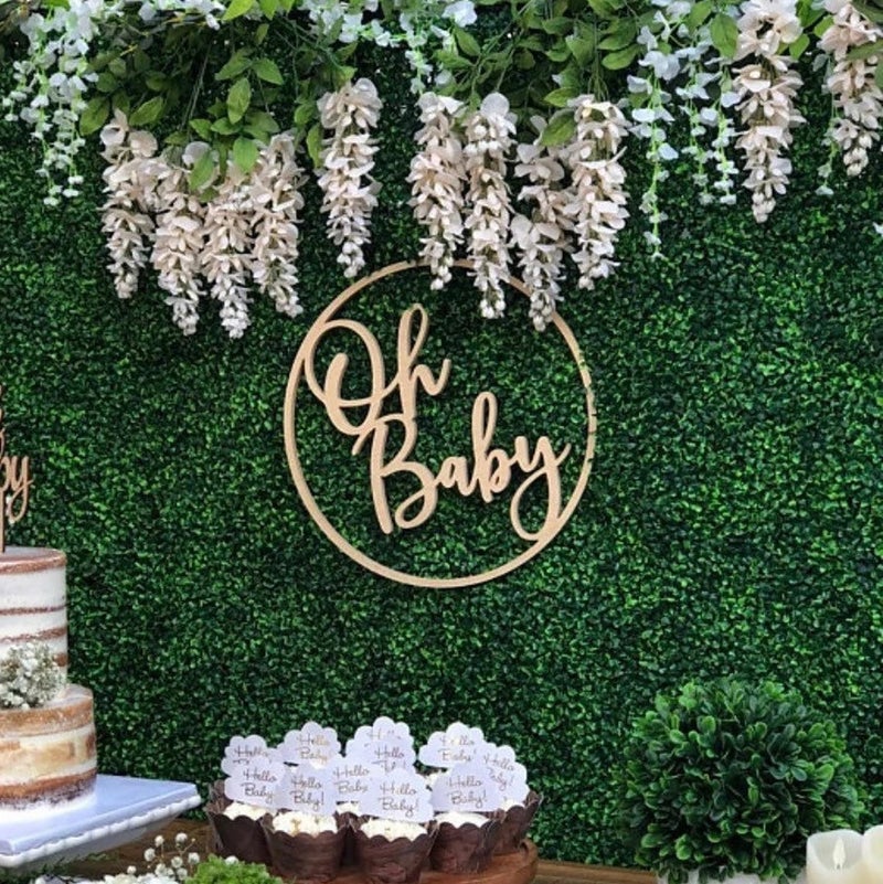 QPARTYFIRE Oh Baby Sign for Backdrop,Boy or Girl Birthday Sign for Gender Reveal Decor,Baby Shower Decorations - Image 1