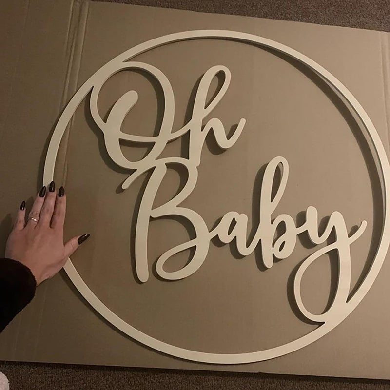 QPARTYFIRE Oh Baby Sign for Backdrop,Boy or Girl Birthday Sign for Gender Reveal Decor,Baby Shower Decorations - Image 2