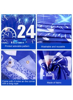 HOWAF Happy New Year Banner 2024 New Year Decoration Happy New Year Background Banner For New Years Eve Party Supplies Happy New Year Backdrop Banner With Firework Zero O'Clock Design Blue Silver  - Image 3