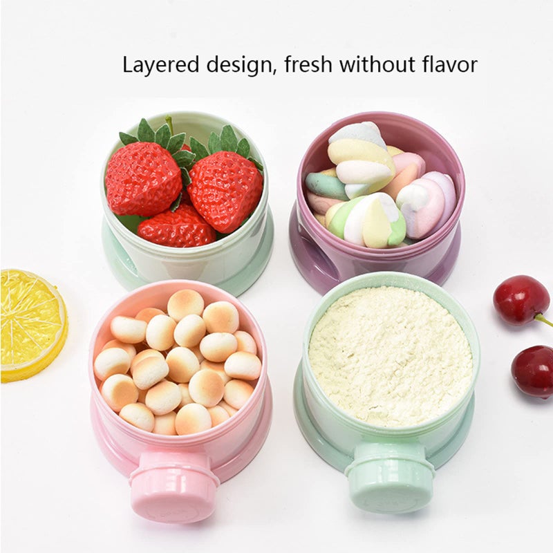 Manwetye 2 PCS 4-Layer Baby Milk Powder Dispenser, Stackable Formula Container for Travel, Portable Snack Storage Box - Image 3