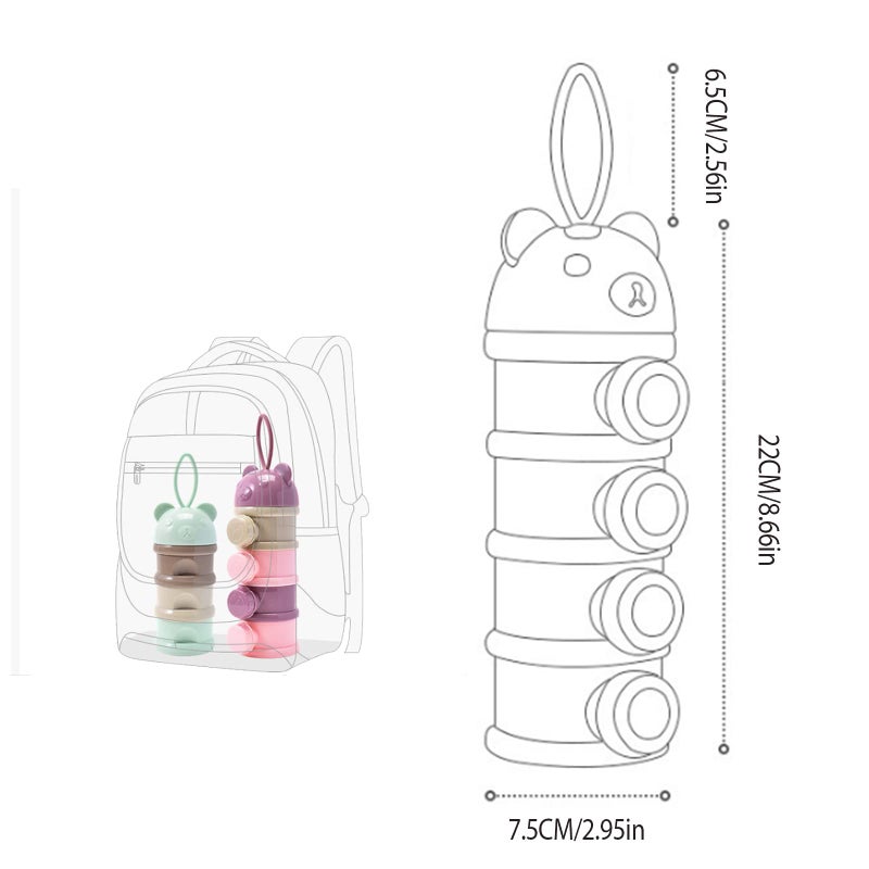 Manwetye 2 PCS 4-Layer Baby Milk Powder Dispenser, Stackable Formula Container for Travel, Portable Snack Storage Box - Image 2