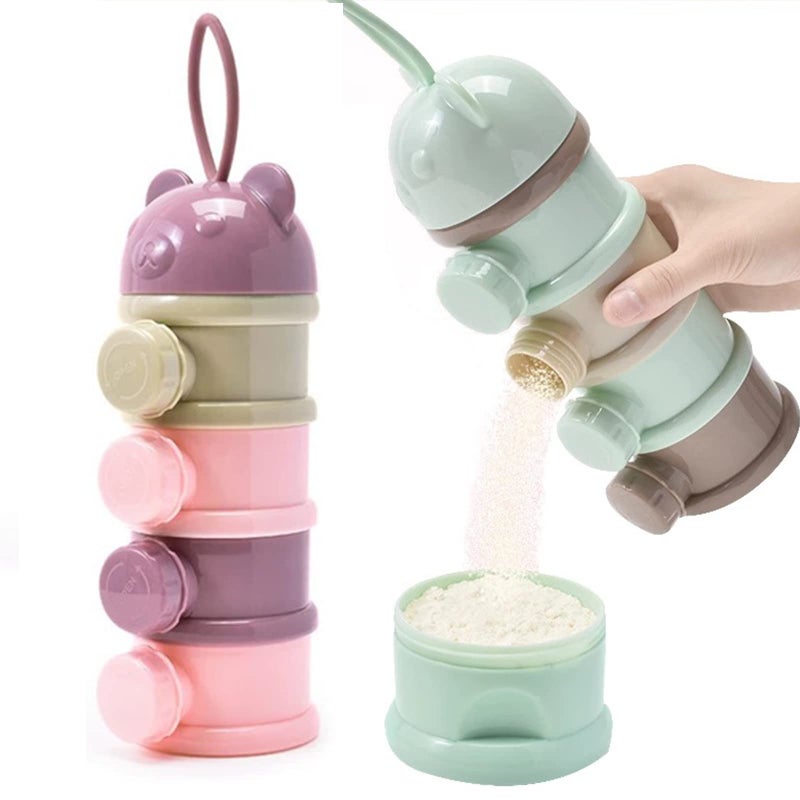 Manwetye 2 PCS 4-Layer Baby Milk Powder Dispenser, Stackable Formula Container for Travel, Portable Snack Storage Box - Image 1