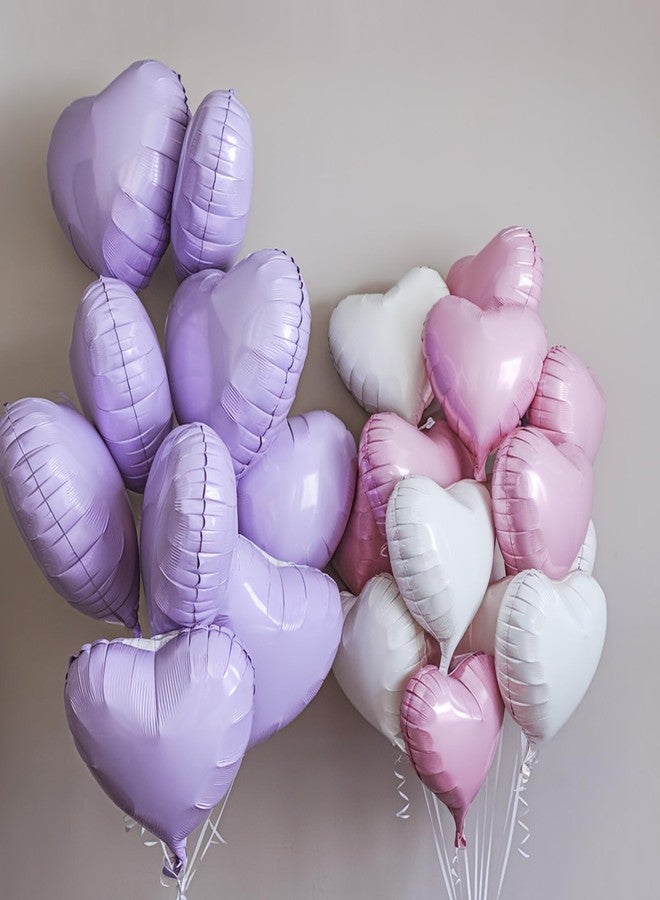Vibzox Pink Purple Heart Balloons, 18 Inch Light Purple and Pink Heart Shape Balloons, 12PCS Pastel Pink Purple Helium Foil Heart Balloon for Girls Birthday Marriage Engagement Wedding Party Decoration - Image 4