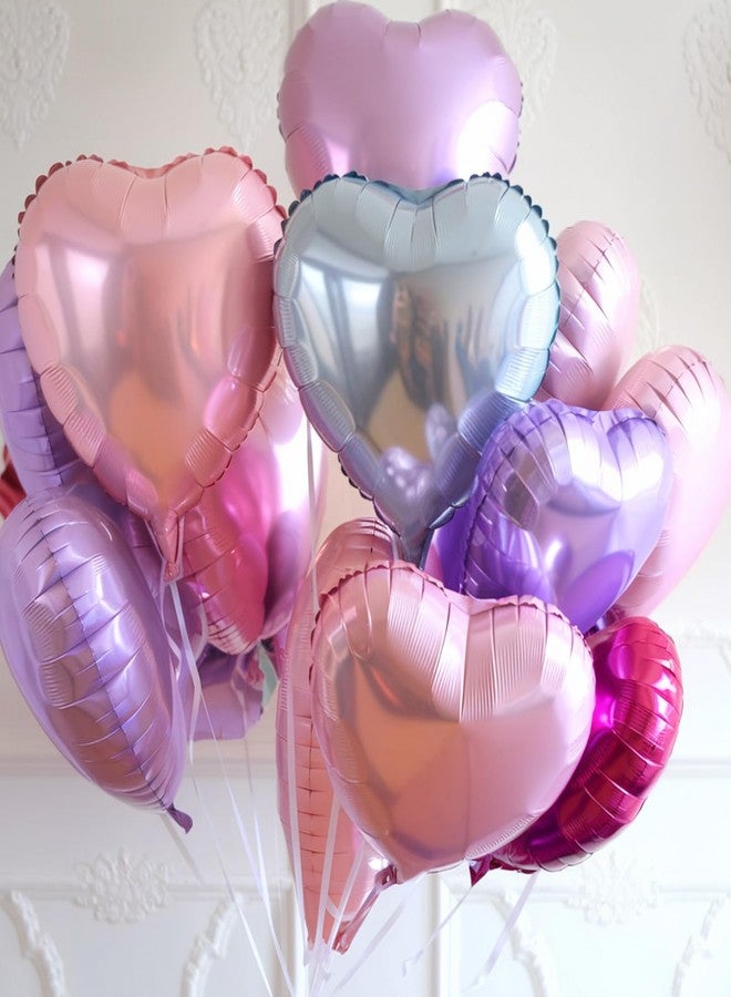 Vibzox Pink Purple Heart Balloons, 18 Inch Light Purple and Pink Heart Shape Balloons, 12PCS Pastel Pink Purple Helium Foil Heart Balloon for Girls Birthday Marriage Engagement Wedding Party Decoration - Image 5
