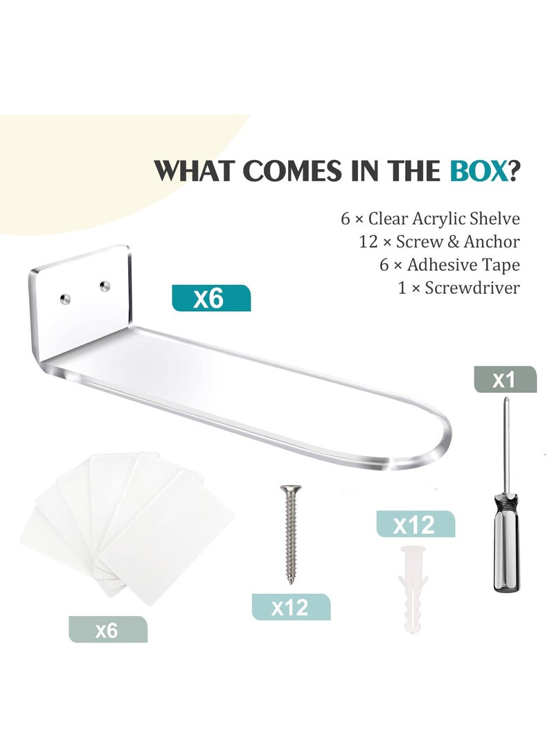 SOLARAE Floating Shoe Display for Wall Mount 6 Clear Floating Shoe Racks for Displaying and Showcasing Your Sneaker Collection Includes Hardware Clear Acrylic Floating Shelf Shoe Wall Rack - Image 5